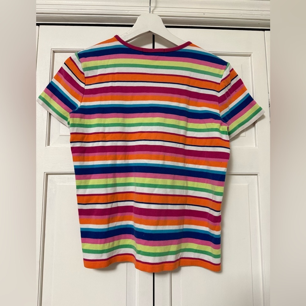 Lauren Ralph Lauren Women’s Small 100% Cotton Rainbow Striped T-Shirt Y2K - Picture 3 of 9